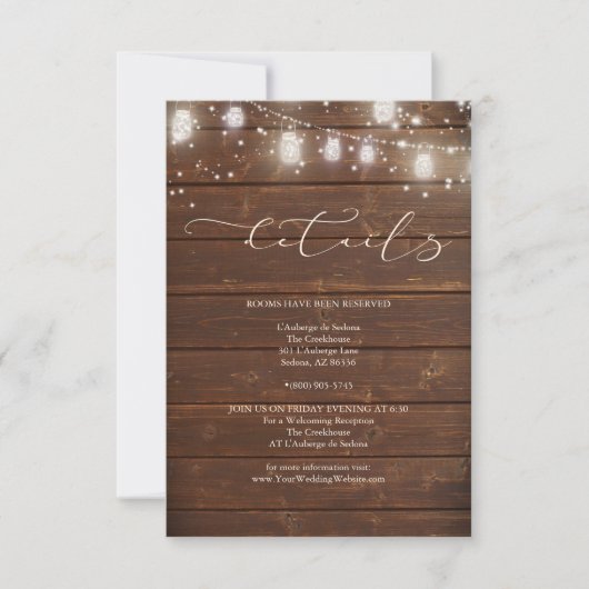 Details van het huwelijk - Modern Rustic String Li Kaart (Voorkant)