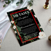Details van het huwelijk Zwart en rood Elegant Whi Informatiekaartje