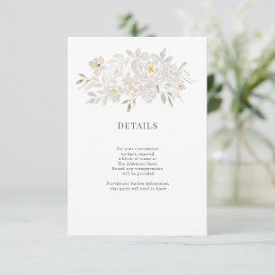 Details van het Wit-Waterverf Peonies Weddenschap Informatiekaartje
