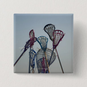 Details van Lacrosse game Vierkante Button 5,1 Cm