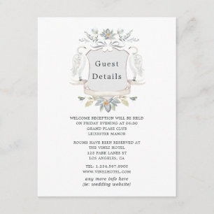 Details van Lakeside Wedding Crest Guest Informatiekaartje