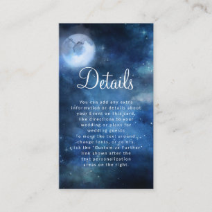 Details van maanhemel Volle Maan Hemel Ster Huweli Informatiekaartje