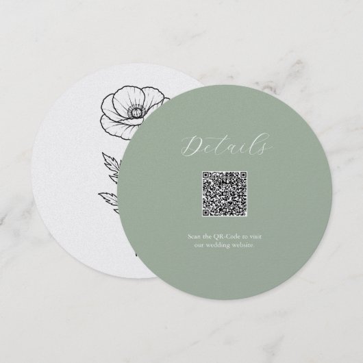 Détails Vert Sauge Carte code QR (Devant / Derrière)