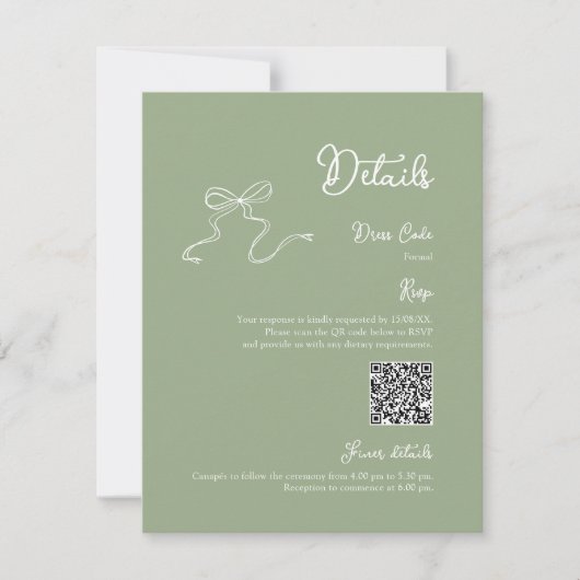 Détails Vert Sauge de l'Arche Code Qr RSVP (Devant)