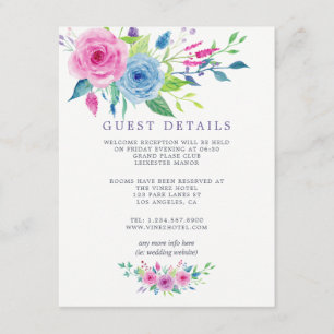 Details waterverf Floral Wedding Guest Informatiekaartje