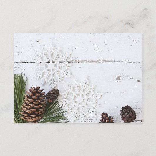 Details winterPinecone en Snowflakes Weddenschap Informatiekaartje (Achterkant)