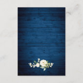Details witte rozen blauwe hout lantaarns bruiloft informatiekaartje (Achterkant)