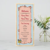 Details Wonderland Rabbit Floral Wedding Programme Kaart (Staand voorkant)