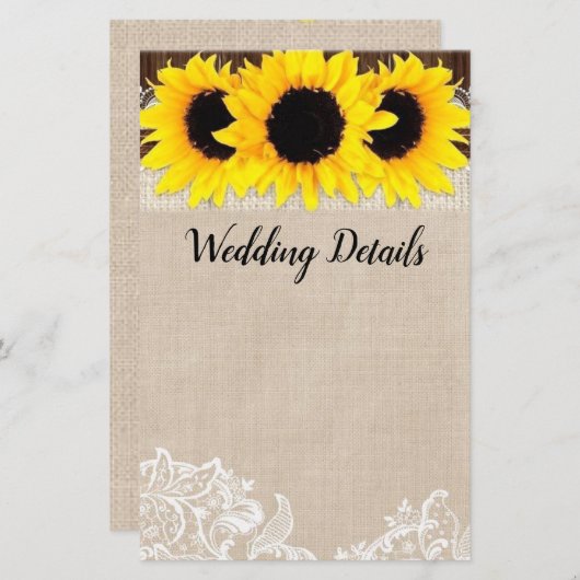 Details zonnebloem Kaart (Voorkant / Achterkant)