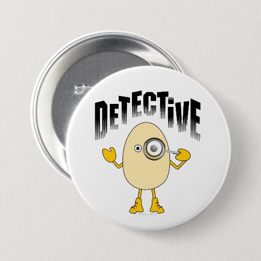 Detective Egghead Text Ronde Button 7,6 Cm (Voorkant /achterkant)