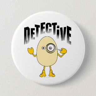 Detective Egghead Text Ronde Button 7,6 Cm