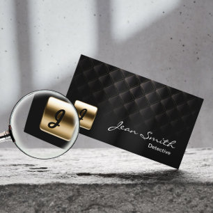 Detective Luxury Black & Gold Monogram Visitekaartje
