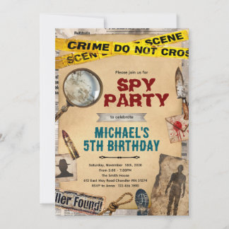 Detective Mystery Birthday Invitation Kaart