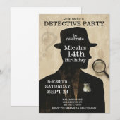 Detective Mystery Invitation de fête d'anniversair (Devant / Derrière)