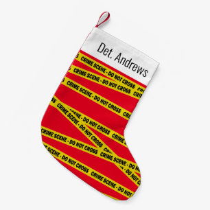 Detective plaats delict kruist geen tape kleine kerstsok