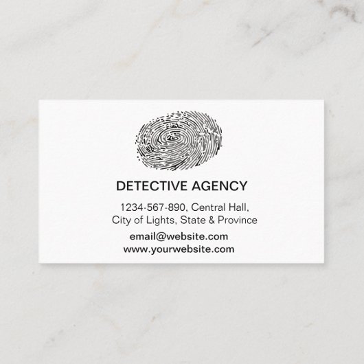 Detective Private Investigator Finger Print Secure Visitekaartje (Achterkant)
