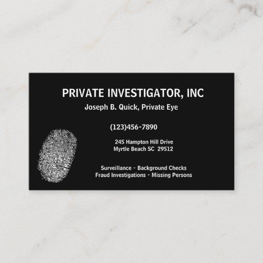 Détective privée Cartes de visite (Devant)