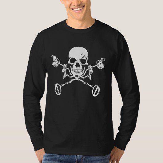 Detectors Skull Crossbones Dark Weird Fun T-shirt (Voorkant)