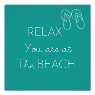 Détendez-vous au Beach Poster Aqua and White