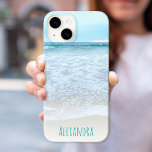 Détente California Ocean Beach Waves Photo personn<br><div class="desc">Détendez-vous en regardant les vagues entrer et sortir. Respire, explorer, et profiter de la solitude d'une plage de Californie vide avec cette étonnante photographie bleu pastel et blanc de la mousse océanique personnalisées boîtier de téléphone portable nom. Fait un grand cadeau pour quelqu'un spécial! Il suffit de taper le nom...</div>