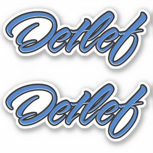 Detlef Nom autocollant Stickerset bleu (Devant)