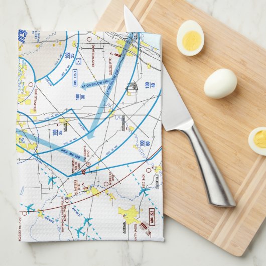 Detroit Airport Flyway Chart Theedoek (Quarter Fold)
