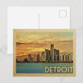 Detroit Briefkaart Michigan Vintage Travel (Voorkant / Achterkant)