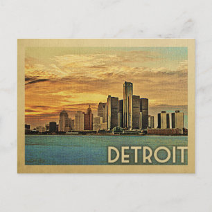 Detroit Briefkaart Michigan Vintage Travel