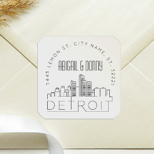 Detroit bruiloft   Afdichting van vooraf geadresse Vierkante Sticker