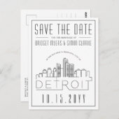 Detroit bruiloft | Gestileerde skyline De datum op Briefkaart (Voorkant / Achterkant)