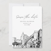 Detroit Bruiloft Save the Date Binnenstad Bruiloft Kaart (Voorkant)