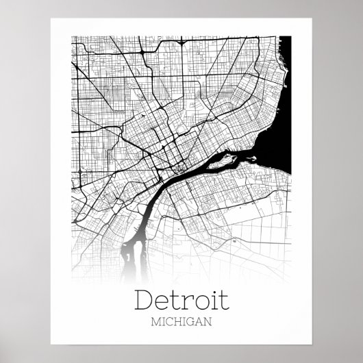 Detroit City Map Poster (Voorkant)