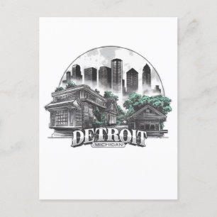 Detroit City Michigan Verenigde Staten Briefkaart