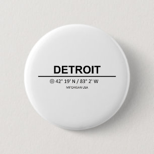 Detroit Coordinaten - Detroit Coordinates Ronde Button 5,7 Cm