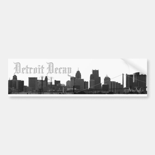 Detroit Decay (skyline sticker) Bumpersticker (Voorkant)