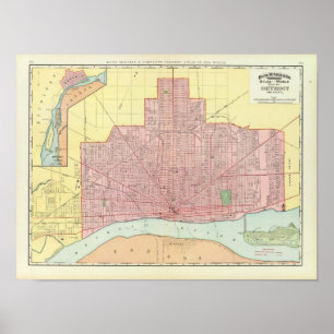 Detroit en omgeving poster