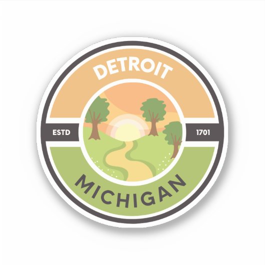 Detroit EST. 1701 Park Circle Sticker (Voorkant)
