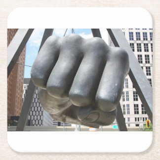 Detroit fist vierkante kartonnen onderzetter