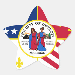 Detroit Flag Ster Sticker