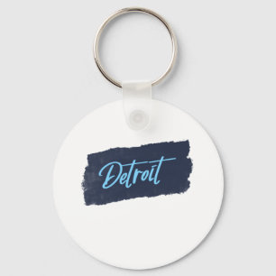 Detroit Handgeschreven Blue Typografie Sleutelhanger