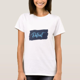 Detroit Handgeschreven Blue Typografie T-shirt