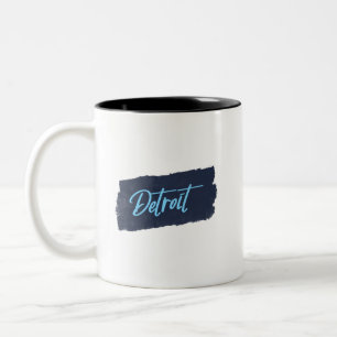 Detroit Handgeschreven Blue Typografie Tweekleurige Koffiemok