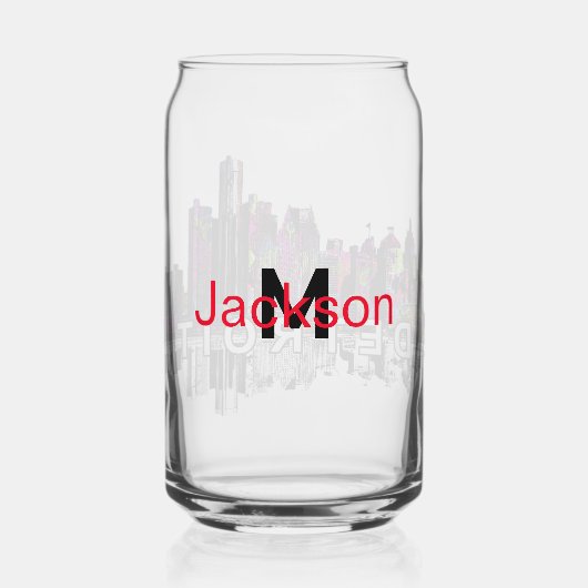 Detroit in graffiti met monogram blikvorm glas (Achterkant)