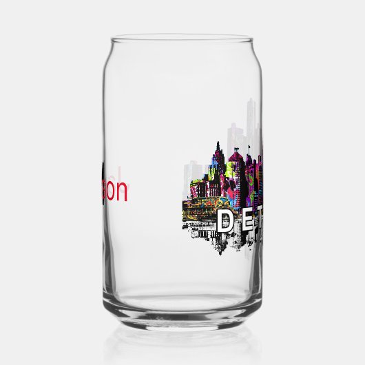 Detroit in graffiti met monogram blikvorm glas (Rechts)