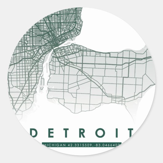 Detroit Kaart Stickers (Voorkant)