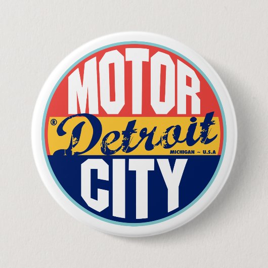 Detroit  Label Ronde Button 7,6 Cm (Voorkant)