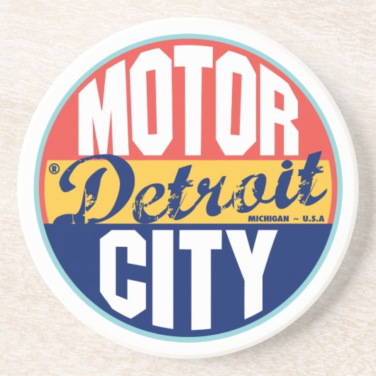Detroit  Label Zandsteen Onderzetter (Voorkant)