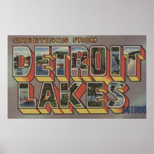 Detroit Lakes, Minnesota - Grote lettertjes Poster