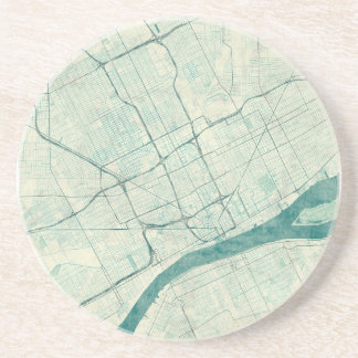 Detroit Map Blue Zandsteen Onderzetter