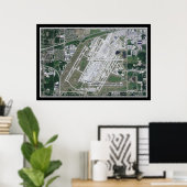 Detroit Metropolitan Airport Satellite Map Poster (Bureau à domicile)